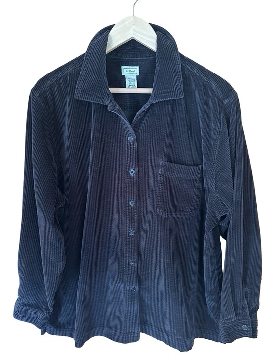 L.L. Bean Tops - LL Bean Women's Black Corduroy Button Down Shirt Jacket Shacket Sz XL